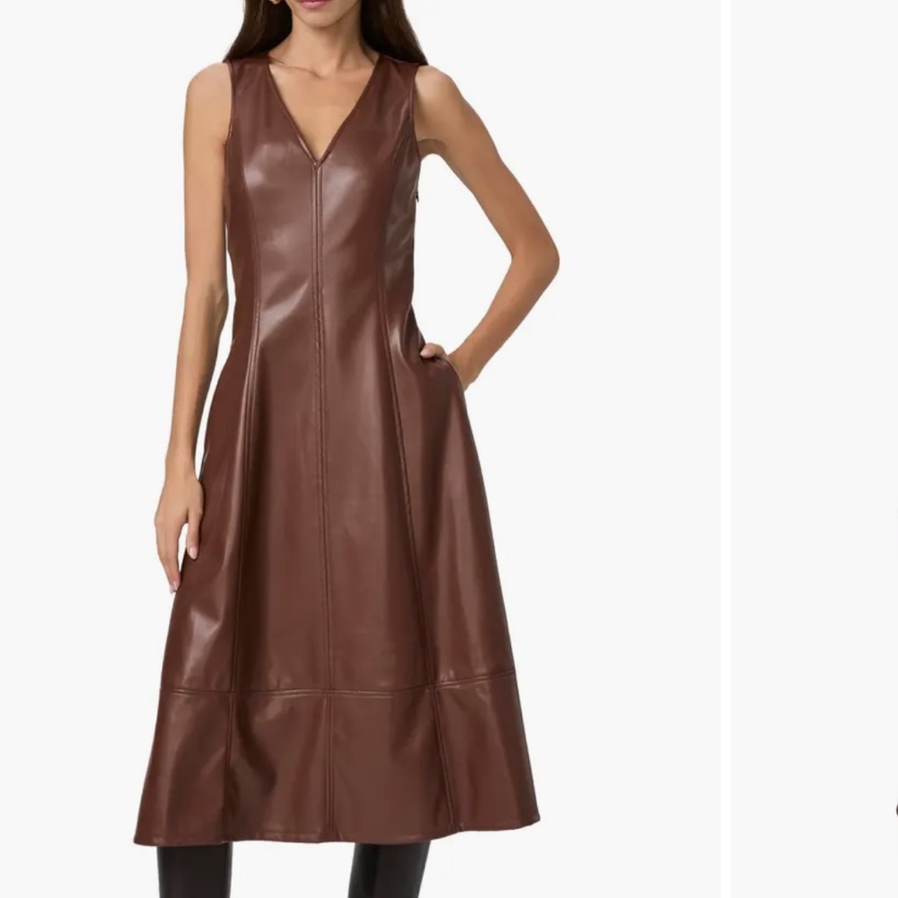 PAIGE - Fiorella Sleeveless Faux Leather Midi Dress NWT